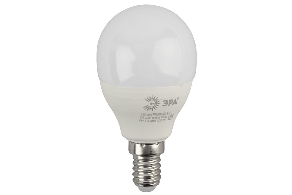 

Лампа светодиодная ЭРА Б0031411 LED P45-9W-860-E14 (диод, шар, 9Вт, хол, E14), Б0031411
