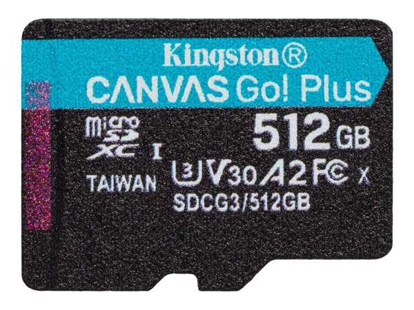 Изображение товара Карта памяти Kingston Micro SD 512 ГБ SDCG3 для фото видео и гаджетов