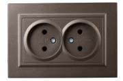 фото Розетка двухместная без заземления в сборе  IEK BR-R20-10-K45-F