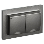 фото Розетка двухместная с заземлением в сборе  IEK BR-R26-16-44-K45-F