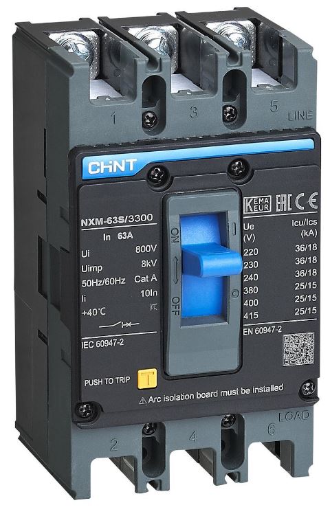 

Автоматический выключатель в литом корпусе CHINT 205885 NXM-63S/3P 25А 25кА (R), 205885
