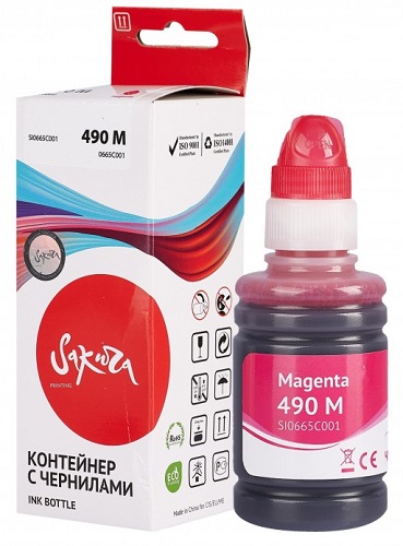 

Чернила Sakura 0665C001 для Canon PIXMA G1400/G1410/G1411/G2400/G2410/G2411/G3400/G3410/G3411/G4400/G4410/G4411, пурпурный, водорастворимый тип, 100 м, 0665C001