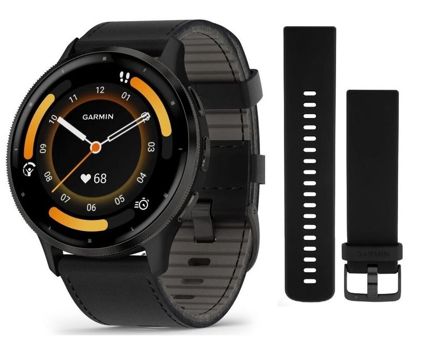 

Часы Garmin Venu 3 010-02784-52 черный, кожаный ремешок 45мм, Venu 3