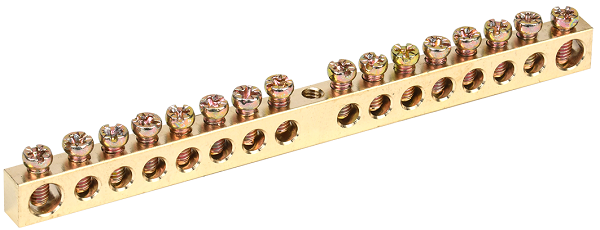 Изображение товара Шина IEK YNN10-16-100 для электросетей, монтаж на DIN-рейку, 16 отверстий