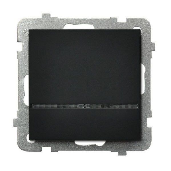 

Выключатель Ospel LP-1RS/m/33 однополюсный, с подсветкой синего цвета, 16AX, 250V, 3520W, IP-20, клеммы безвинтовые, черный металлик, LP-1RS/m/33