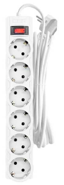 Изображение товара Сетевой фильтр CBR CSF 2606-3.0 White с защитой от перенапряжения
