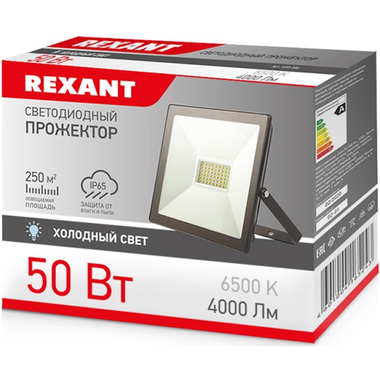 

Прожектор светодиодный Rexant 605-004 50 Вт 200–260В IP65 4000 лм 6500 K холодный свет, 605-004