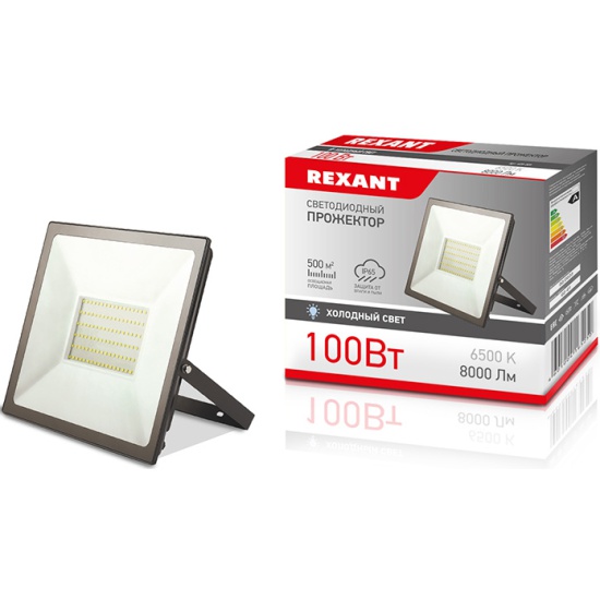 

Прожектор светодиодный Rexant 605-005 100 Вт 200–260В IP65 8000 лм 6500 K холодный свет, 605-005