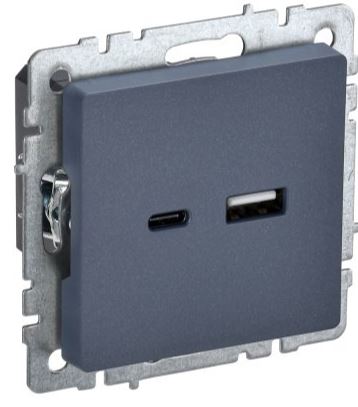 

Розетка USB IEK BR-U22-018-K35 BRITE тип A+тип C 18Вт РЮ11-1-БрМ Маренго, BR-U22-018-K35
