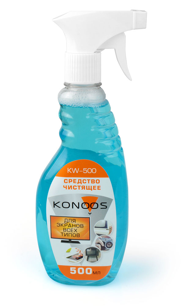 

Средство чистящее Konoos KW-500 для очистки экранов мониторов/телевизоров/стеклянных, оптических поверхностей, 500мл, KW-500