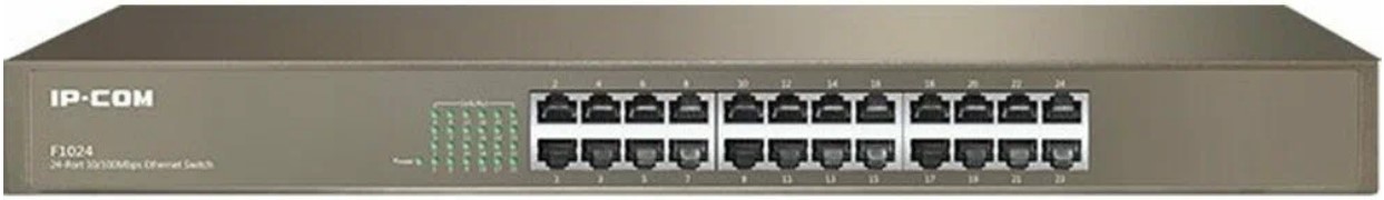 

Коммутатор неуправляемый IP-Com F1024 24 порта, 24x100 Мбит/с, установка в стойку, металлический корпус, F1024