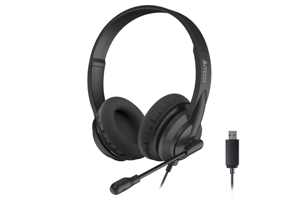 

Гарнитура A4Tech HU-10 черный 2м USB оголовье 1611400, HU-10