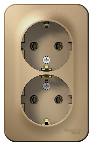 

Розетка Schneider Electric BLNRA010214 2-ая с/з без шторок 16А, 250В, изолир. пластина Титан наруж, BLNRA010214