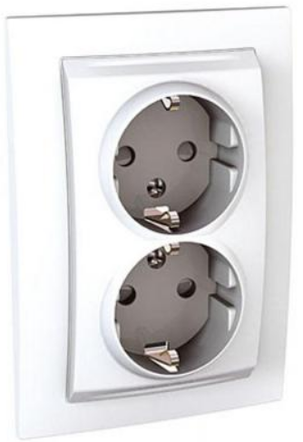 

Розетка Schneider Electric UNICA MGU23.067.18D двойная, в сборе, со шторками, с заземлением (белая) (арт. ), UNICA