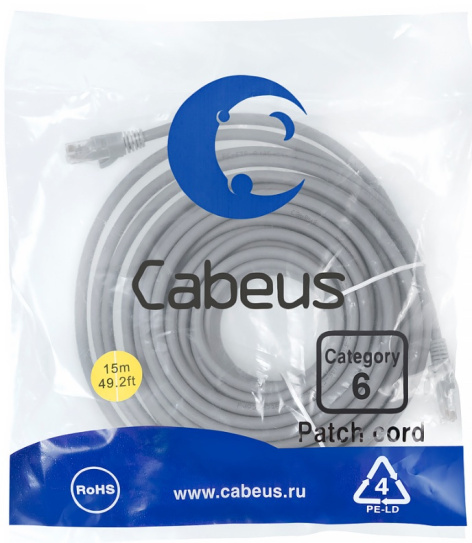 фото Кабель патч-корд U/UTP 6 кат. 15м Cabeus PC-UTP-RJ45-Cat.6-15m в Краснодаре