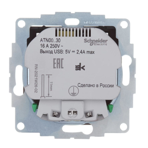 фото Розетка с заземлением с 2 USB  Systeme Electric ATN000630 в Уфе