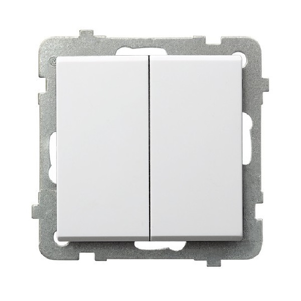

Выключатель Ospel LP-2R/m/00 для двух групп ламп, 16AX, 250V, 3520W, IP-20, клеммы безвинтовые, белый, LP-2R/m/00