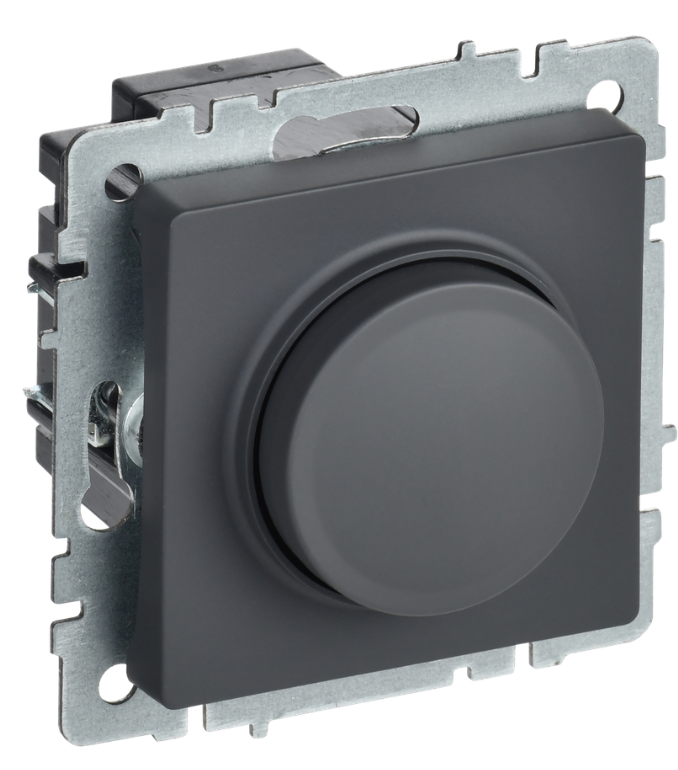 

Светорегулятор IEK BR-D20-0600-K53 BRITE поворотно-нажимной 600Вт СС10-1-0-БрГ Графит, BR-D20-0600-K53