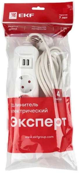 фото Удлинитель EKF UBA16-2USB-4-05i в Краснодаре