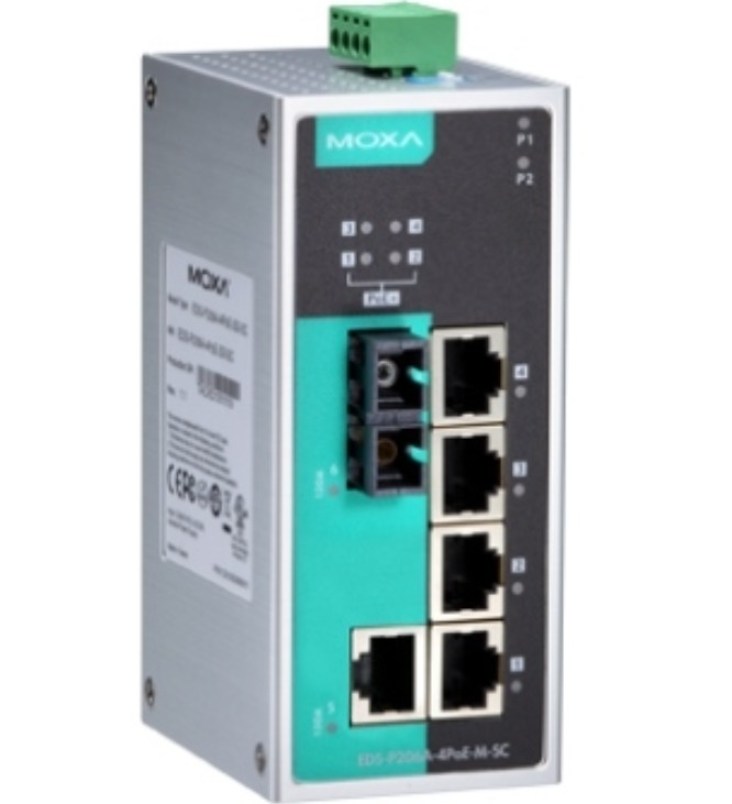 

Коммутатор PoE MOXA EDS-P206A-4PoE-S-SC 1x10/100BaseTX, 1 x 100BaseFx SM port, 4 x PoE, SC, EDS-P206A-4PoE-S-SC