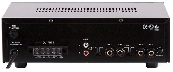 

Усилитель Roxton AA-35M трансляционный mp3, WMA с разъемами для установки USB/SD/MMC-карт. 35 Вт, USB-проигрыватель, 3 микр./2 лин. входа, AA-35M