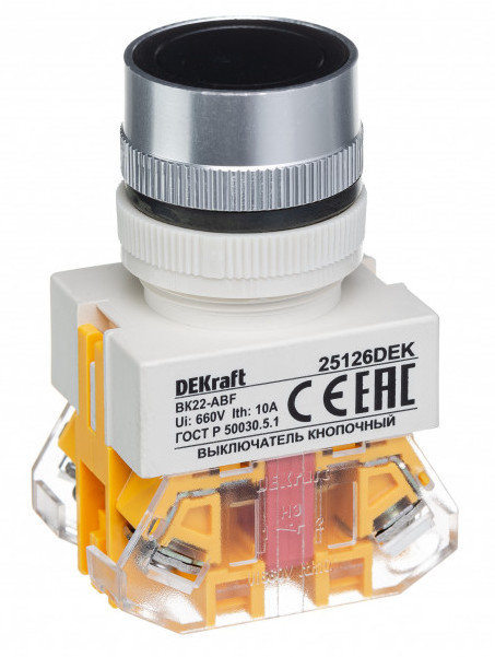 

Выключатель кнопочный DEKraft 25126DEK с фиксацией ABF D22 черн. 220В ВK-22, 25126DEK