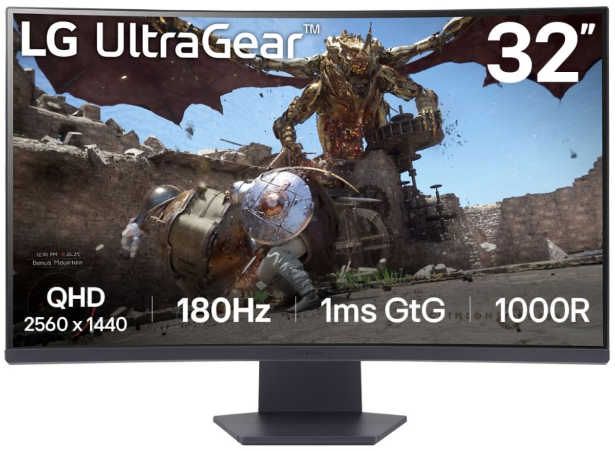 

Монитор 31,5" LG UltraGear 32GS60QC-B 2560x1440 LED, 16:9, VA, 300cd, 3000:1, 1ms, 178/178, DP, HDMI, 180Hz, Tilt, VESA, black, UltraGear 32GS60QC-B