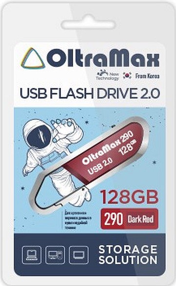 

Накопитель USB 2.0 128GB OltraMax OM-128GB-290-Dark Red 290, темно красный, OM-128GB-290-Dark Red