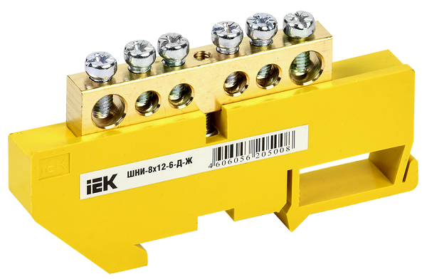 

Шина IEK YNN10-812-6D-K05 PE земля на DIN-изол ШНИ-8х12-6-Д-Ж, YNN10-812-6D-K05