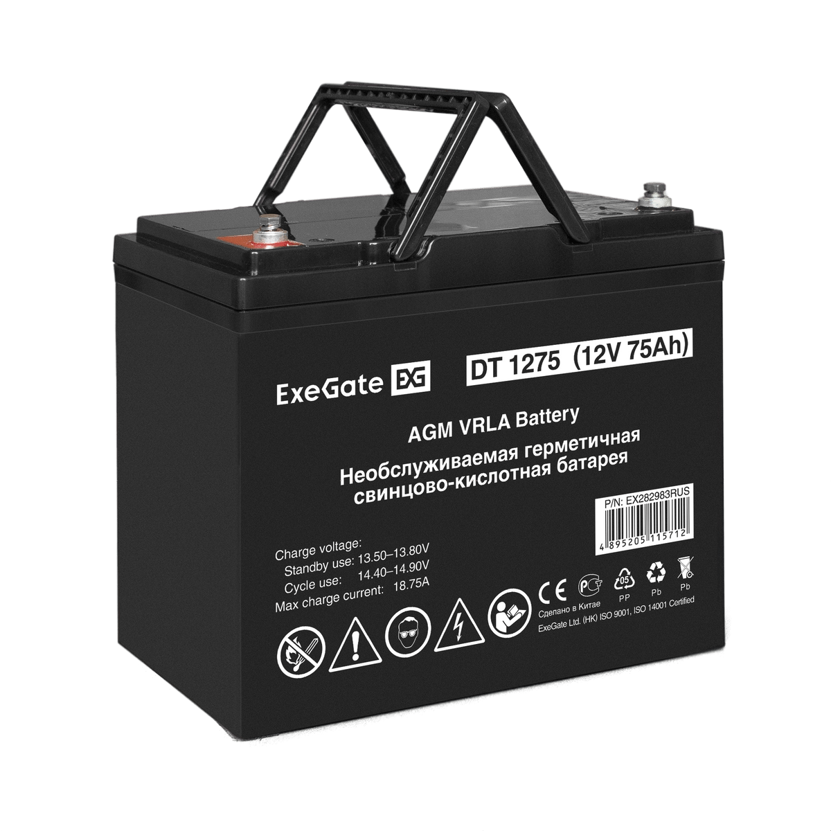 

Батарея аккумуляторная Exegate DT 1275 EX282983RUS (12V 75Ah, под болт М6), DT 1275