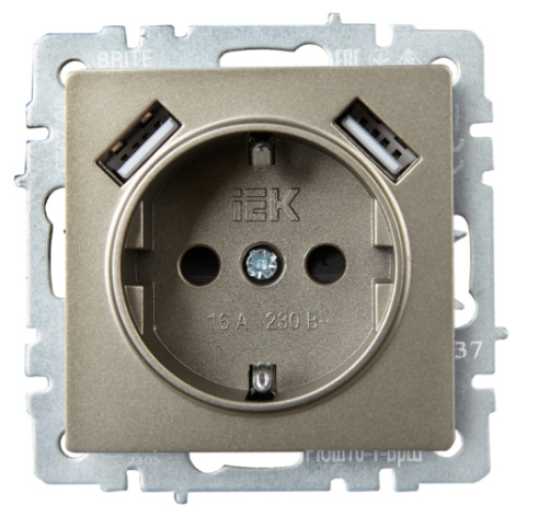 фото Розетка с заземлением  IEK BR-R14-16-U21-D21-K37 в Уфе