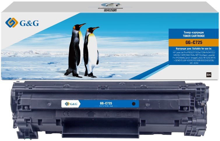 

Тонер-картридж G&G GG-C725 для HP LJ P1102/1102w Pro M1130/1212 Canon LBP6018 (1600 стр) C725 3484B005/3484B002, GG-C725
