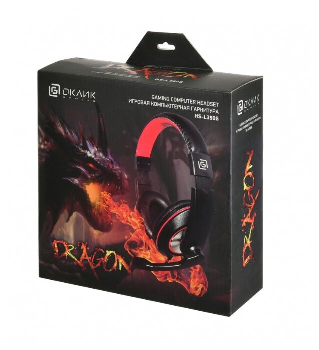 

Наушники с микрофоном Oklick HS-L390G 1100413 dragon черный/красный 1.8м мониторные оголовье, HS-L390G