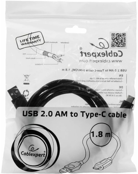 фото Кабель интерфейсный USB 2.0 Cablexpert CCP-USB2-AMCM-1.8M-RU-B в Уфе