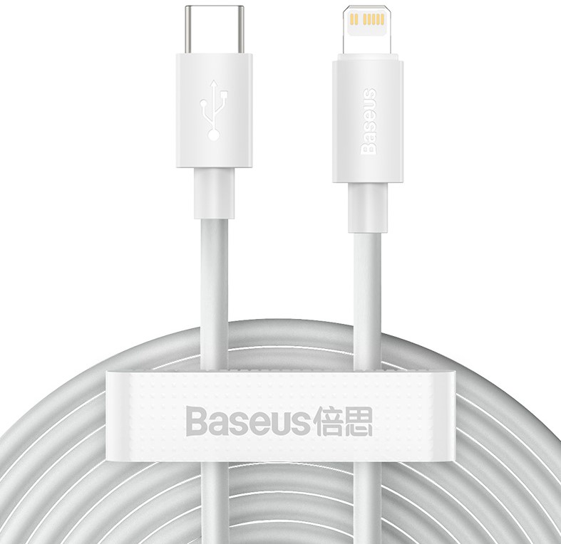

Кабель интерфейсный Baseus TZCATLZJ-02 Simple Wisdom Data Kit Type-C to Lightning PD 20W (2PCS/Set) 1.5m White (передача данных, питание устройств, ск, TZCATLZJ-02