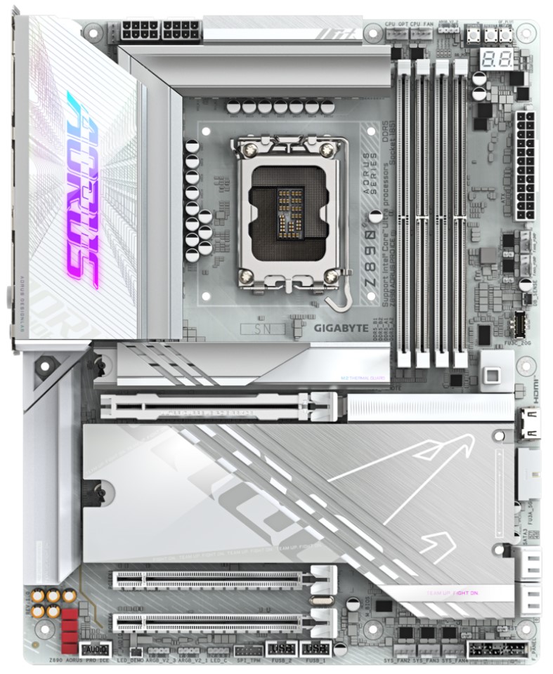 

Материнская плата ATX GIGABYTE Z890 AORUS PRO ICE (LGA1851, Z890, 4*DDR5 (9500), 4*SATA 6G RAID, 5*M.2, 3*PCI-E, WiFi, BT, 6*USB 3.2, 4*USB 2.0, Type-, Z890 AORUS PRO ICE
