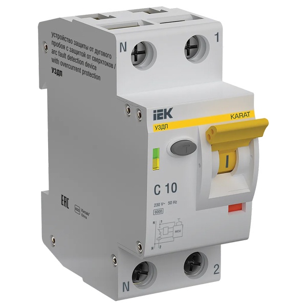 

Устройство защиты от дугового пробоя IEK KA-DP11-1-010-C KARAT УЗДП c автоматическим выключателем 1P+N C 10A, KA-DP11-1-010-C