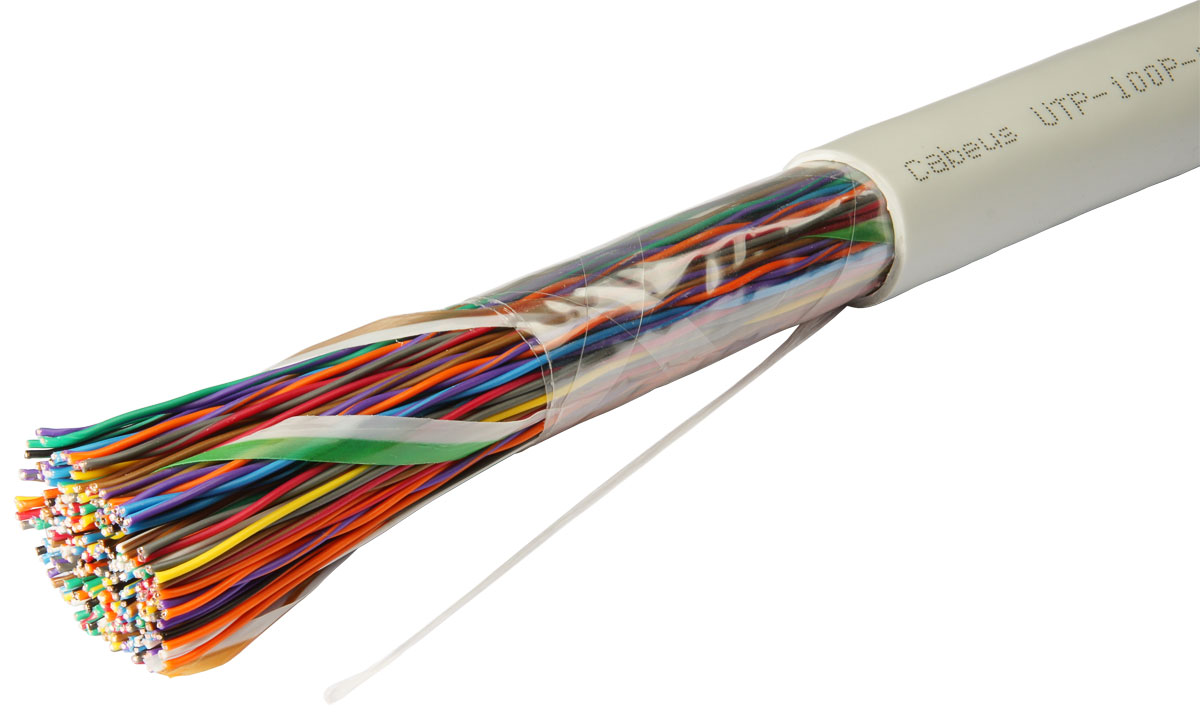 

Кабель витая пара U/UTP 3 кат. 100 пар Cabeus UTP-100P-Cat.3-IN 24AWG(0.47 мм), медь, одножильный (solid), внутренний, PVC, нг(A)-LS, серый, цена за м, UTP-100P-Cat.3-IN
