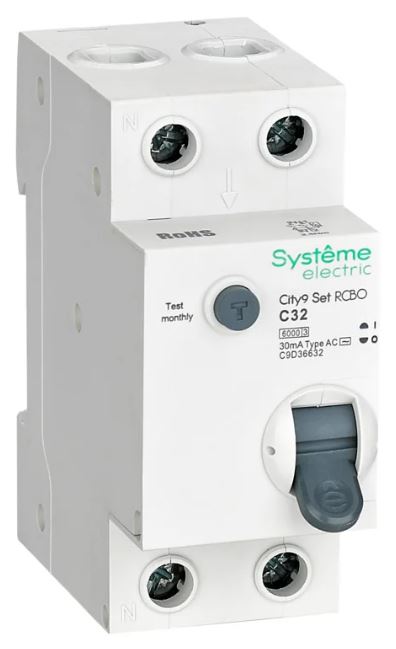 

Автомат дифференциальный Systeme Electric C9D36632 City9 Set 1P+N С 32А 6kA 30мА Тип-AС 230В, C9D36632