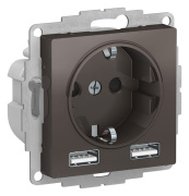 фото Розетка с заземлением с 2 USB Systeme Electric ATN000630