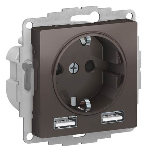 фото Розетка с заземлением с 2 USB  Systeme Electric ATN000630 в Уфе