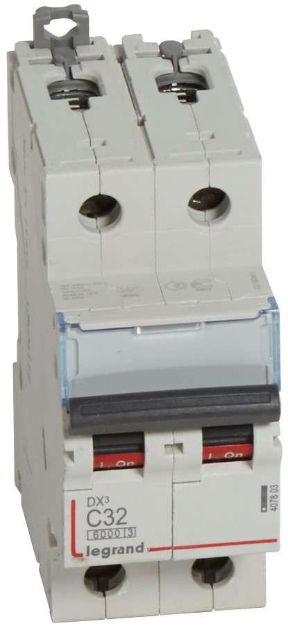 

Автоматический выключатель Legrand 407803 DX³ 6000 - 10 кА - тип характеристики C, 2П, 230/400 В~, 32 А, 2 модуля, 407803