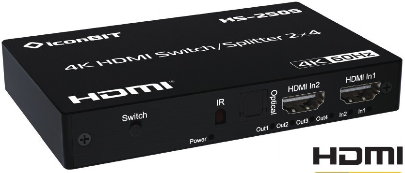 

Коммутатор IconBit HS-2505 усилитель распределитель 2х4, поддержка 4K60, HS-2505