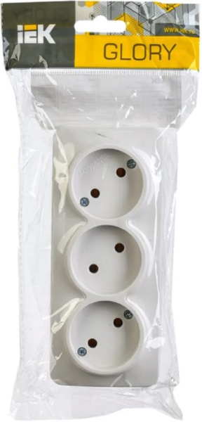 фото Розетка без заземления трехместная IEK ERH30-K01-10 в Уфе
