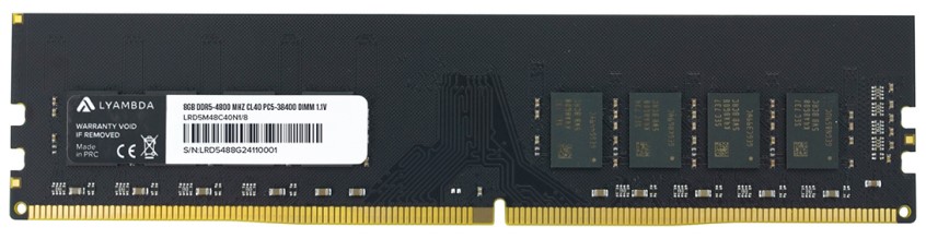 

Модуль памяти DDR5 8GB Lyambda LRD5M48C40N1/8 PC5-38400 4800MHz CL40 1.1V, LRD5M48C40N1/8
