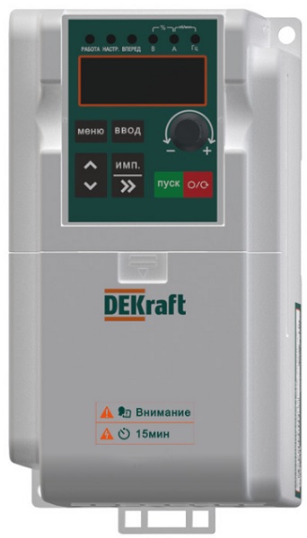 

Преобразователь частоты DEKraft DEKV060G0R4S2B DEKV060-0.4кВт 1 фаза 220В с торм. модулем, DEKV060G0R4S2B