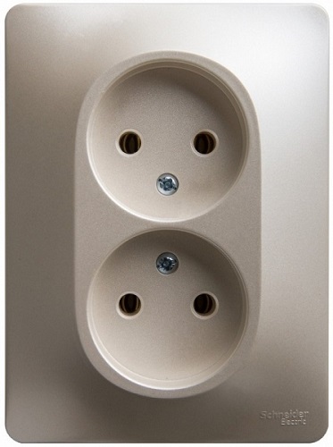 

Розетка Schneider Electric GSL000920 GLOSSA двойная без заземления в сборе (молочный), GSL000920