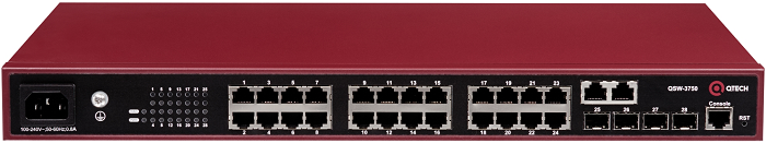 

Коммутатор управляемый QTECH QSW-3750-28T-AC-R L2+, 24 порта 10/100/1000BASE-T, 4 порта 100/1000BASE-X SFP, 4K VLAN, 16K MAC адресов, консольный порт,, QSW-3750-28T-AC-R