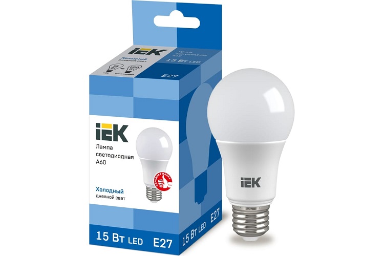 

Лампа светодиодная IEK LLE-A60-15-230-65-E27 ECO A60 15Вт грушевидная 230В 6500К E27, LLE-A60-15-230-65-E27