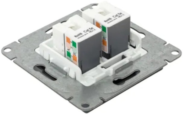 фото Розетка компьютерная двойная EKF UP1-SOG-2RJ45-5